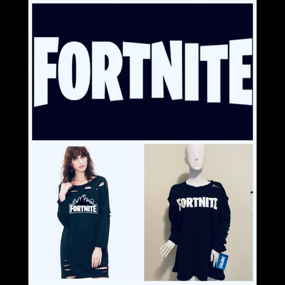 FORTNITE RIPPED DETAIL TSHIRT DRESS - Picture 1 of 16